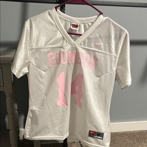 Nike White and Pink Sooners Jersey